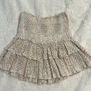 cute white and beige ruffle mini skirt